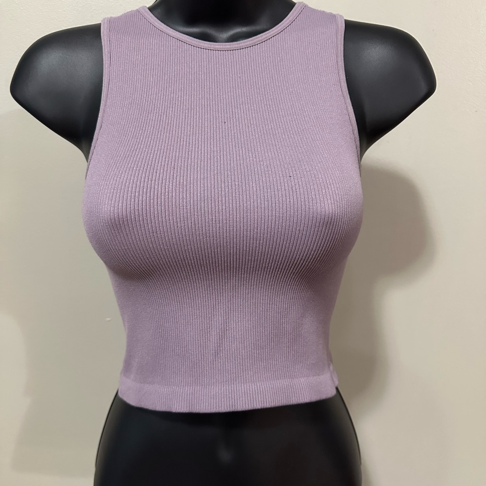 Lavender Ribbed Sleeveless Top